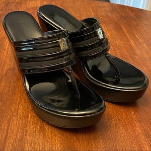 BCBG Black Platform Patent Sandals Size 8M